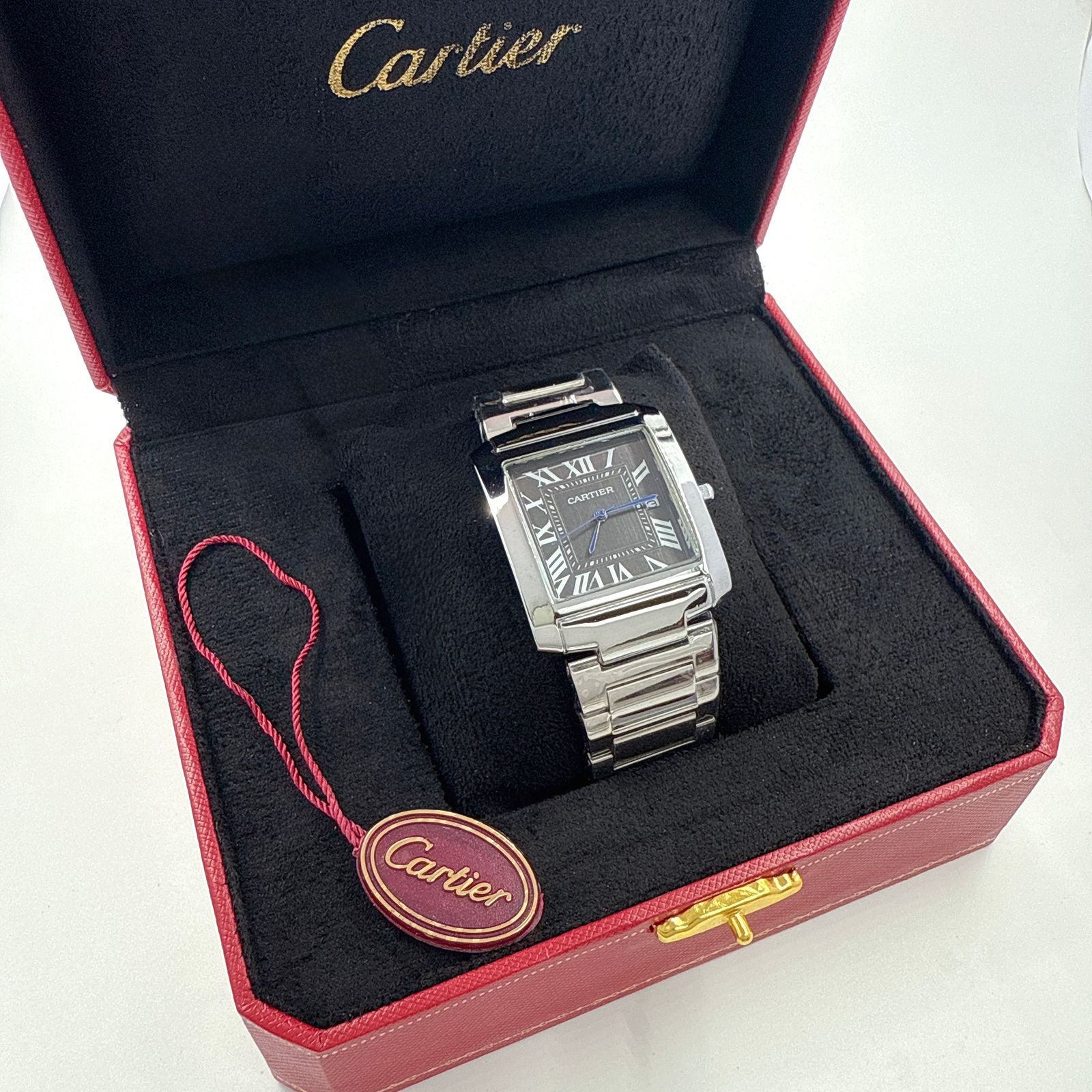 Cartier Tank Française - Stainless Steel and Black Dial