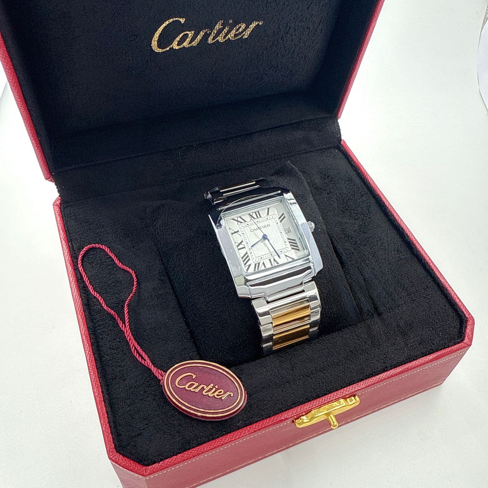 Cartier Tank Française - Stainless Steel and 18K Yellow Gold with Off-White/Silver Dial